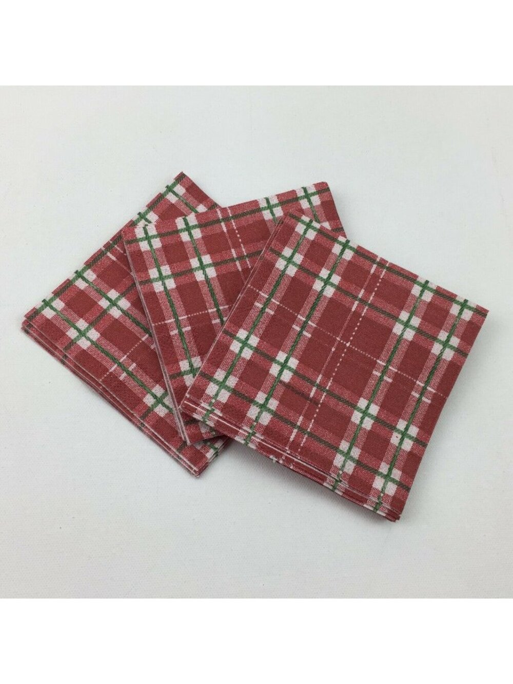 Target Corporation Beverage Party Paper Napkins Red Plaid White Green 21 Count